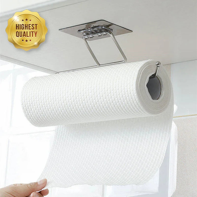 Self-adhesive Bathroom Kitchen Roll Paper Towel Holder Rack Holder Hanging Toilet Stand Hanger Towel Bathroom Kitchen Organizer