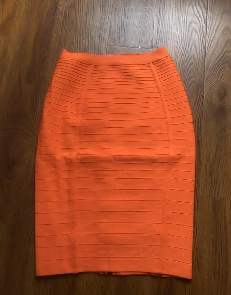 16 Colors Women Sexy Zipper Black Red Pink Bandage Skirt  XL XXL Elastic Bodycon Summer Pencil Skirt 58cm