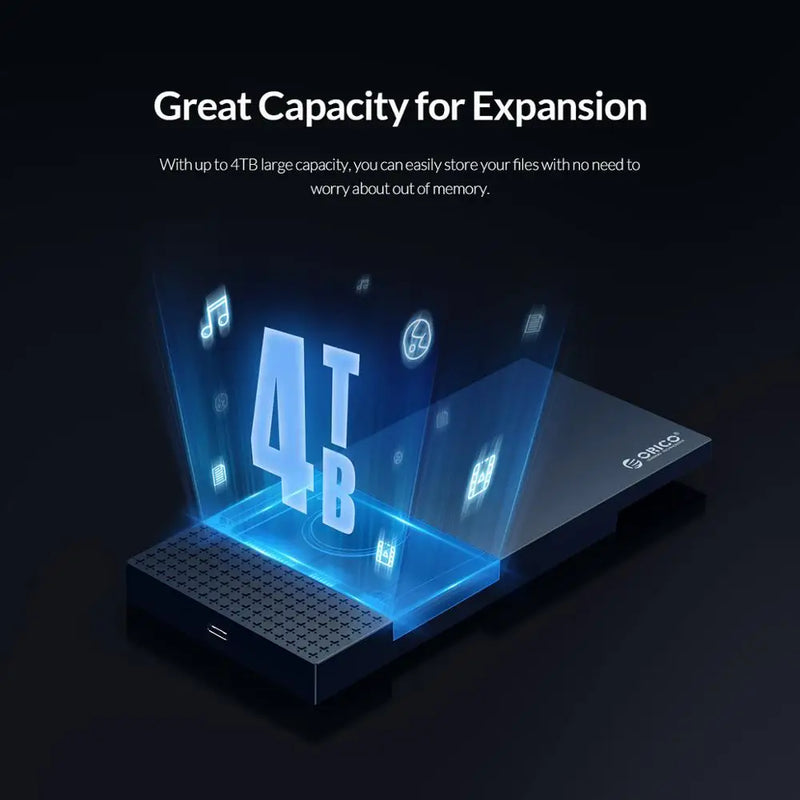 ORICO Type-C External Hard Drive Case SATA to USB3.1 HDD Enclosure for 2.5'' HDD SSD 6Gbps Speed Support UASP