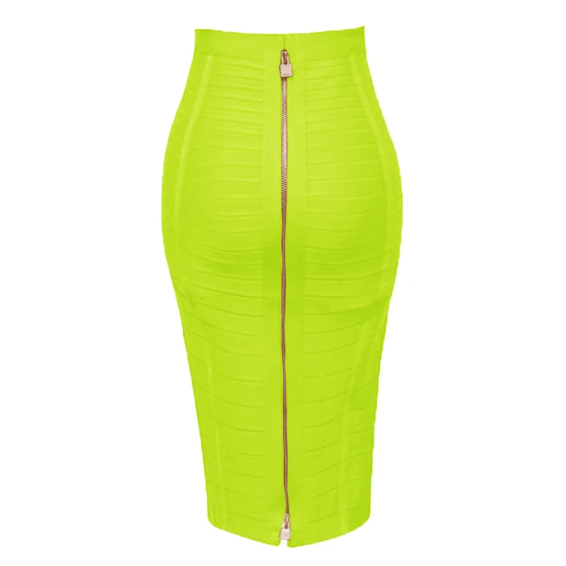 16 Colors Women Sexy Zipper Black Red Pink Bandage Skirt  XL XXL Elastic Bodycon Summer Pencil Skirt 58cm