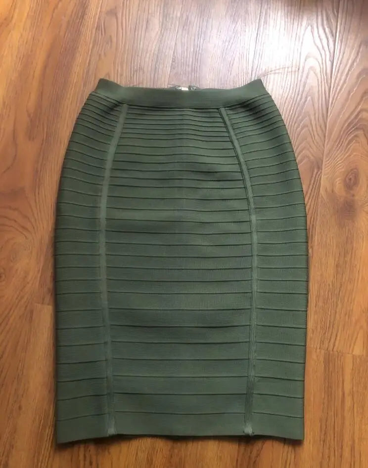 16 Colors Women Sexy Zipper Black Red Pink Bandage Skirt  XL XXL Elastic Bodycon Summer Pencil Skirt 58cm