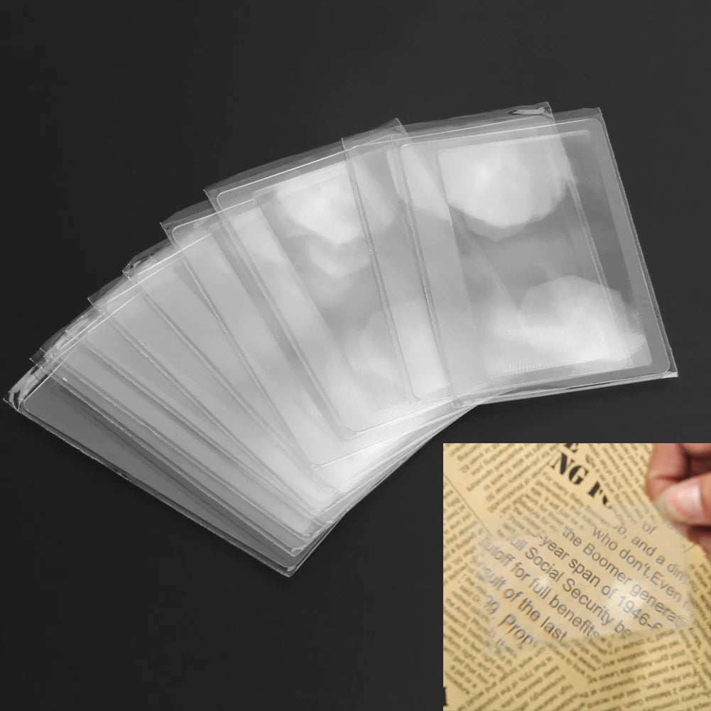 10-100pcs 3 X Magnifier Magnification Magnifying Fresnel LENS Pocket Credit Card Size Transparent magnifying glass 8.*5.5*0.04cm