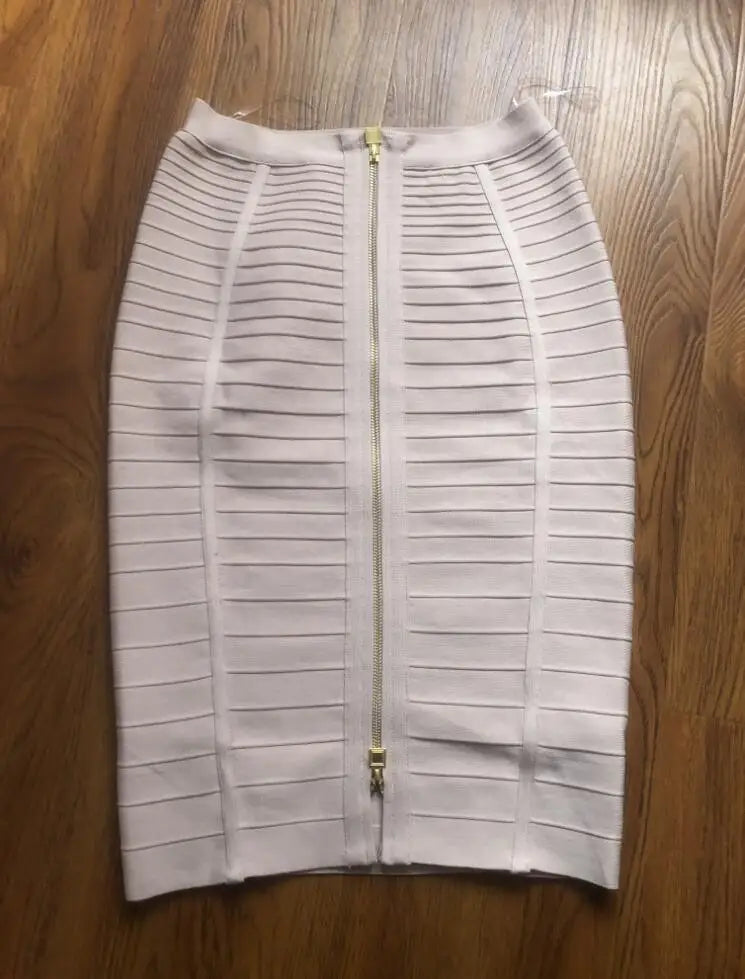 16 Colors Women Sexy Zipper Black Red Pink Bandage Skirt  XL XXL Elastic Bodycon Summer Pencil Skirt 58cm