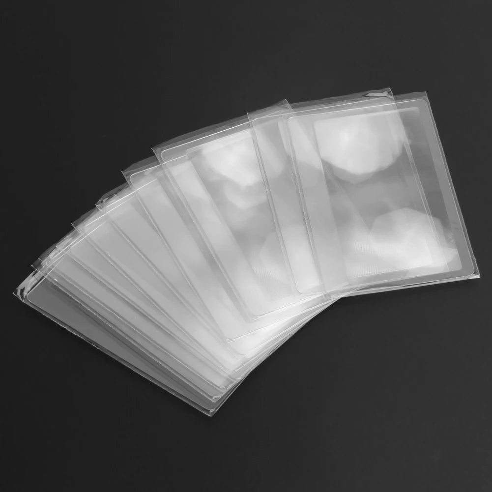 10-100pcs 3 X Magnifier Magnification Magnifying Fresnel LENS Pocket Credit Card Size Transparent magnifying glass 8.*5.5*0.04cm