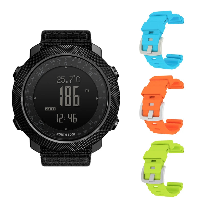 NORTH EDGE Men's sport Digital watch Hours Running Swimming Military Army watches Altimeter Barometer Compass waterproof 50m