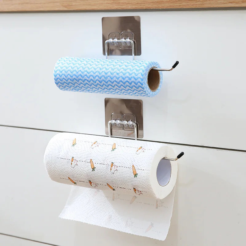 Self-adhesive Bathroom Kitchen Roll Paper Towel Holder Rack Holder Hanging Toilet Stand Hanger Towel Bathroom Kitchen Organizer