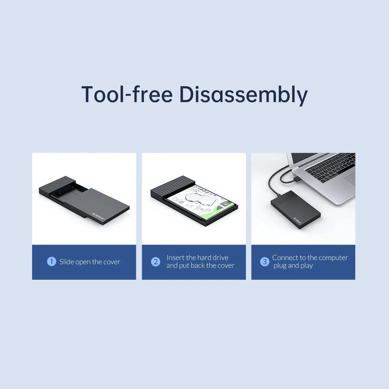 ORICO Type-C External Hard Drive Case SATA to USB3.1 HDD Enclosure for 2.5'' HDD SSD 6Gbps Speed Support UASP