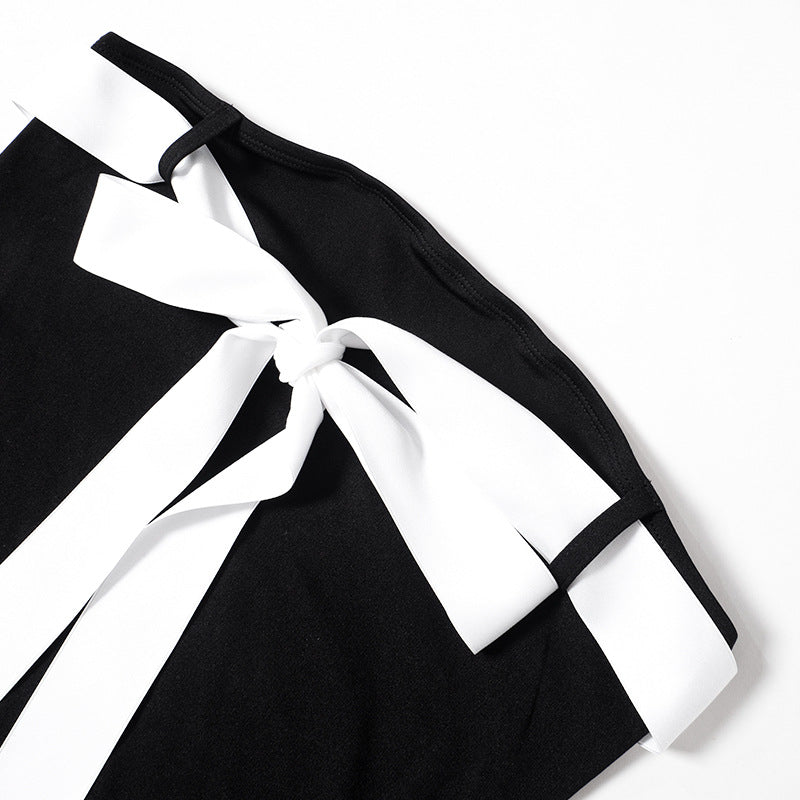 AltGoth Mall Goth Aesthetic Black Dress Women Coquette Hotsweet Bow Patchwork Strapless High Waist Bodycon Party Dress Female