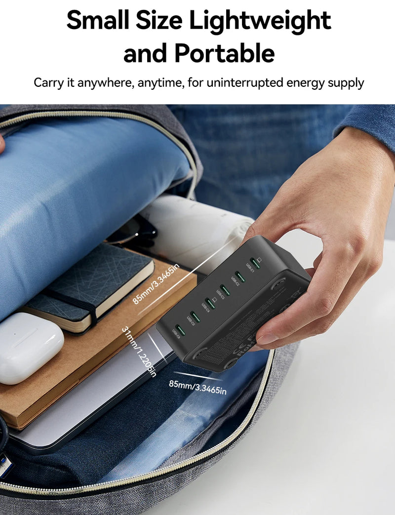 Rocoren 150W 6 in 1 Multi Port USB Type C High Speed Charger Fast Charging Dock Desktop Charger Power Station For iPhone Samsung