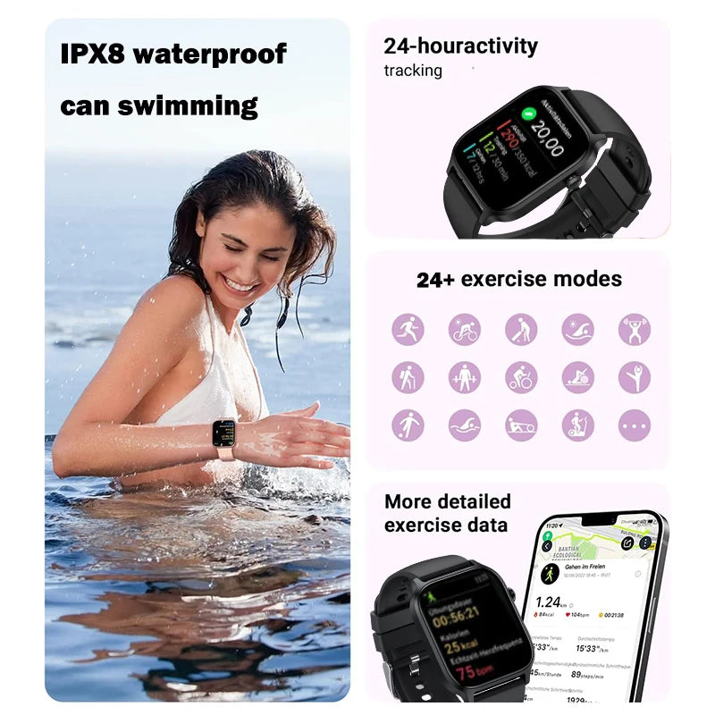 IUTECH Y7PRO Calling Smart Watch 2024, 1.85 inch Screen 24H Health Monitor Waterproof Sports Swim Bluetooth Smartwatch Men Women