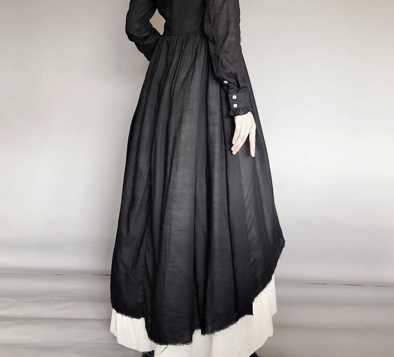 UMI MAO Dark Wind Retro Two-piece Spring Autumn Yohji Yamamoto Distressed Raw Edge Fluffy Mid-length Dress Thin Female  Y2K