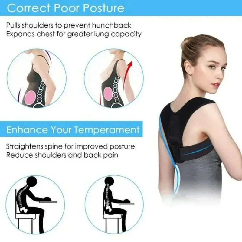 Adjustable Breathable Back Posture Corrector Home Office Man Woman Shoulder Support Correction Belt Repair Straight Shoulders