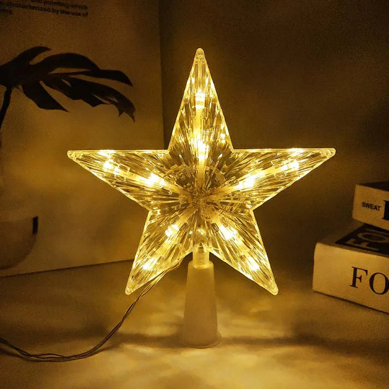 LED Light Up Christmas Tree Star Topper Xmas Tree Ornaments Lamp 2025 New Year Decorations For Home Navidad Natal Noel 2024