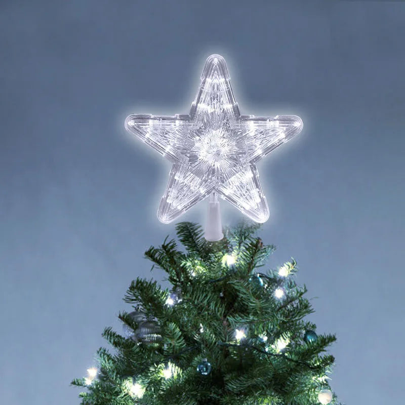 LED Light Up Christmas Tree Star Topper Xmas Tree Ornaments Lamp 2025 New Year Decorations For Home Navidad Natal Noel 2024