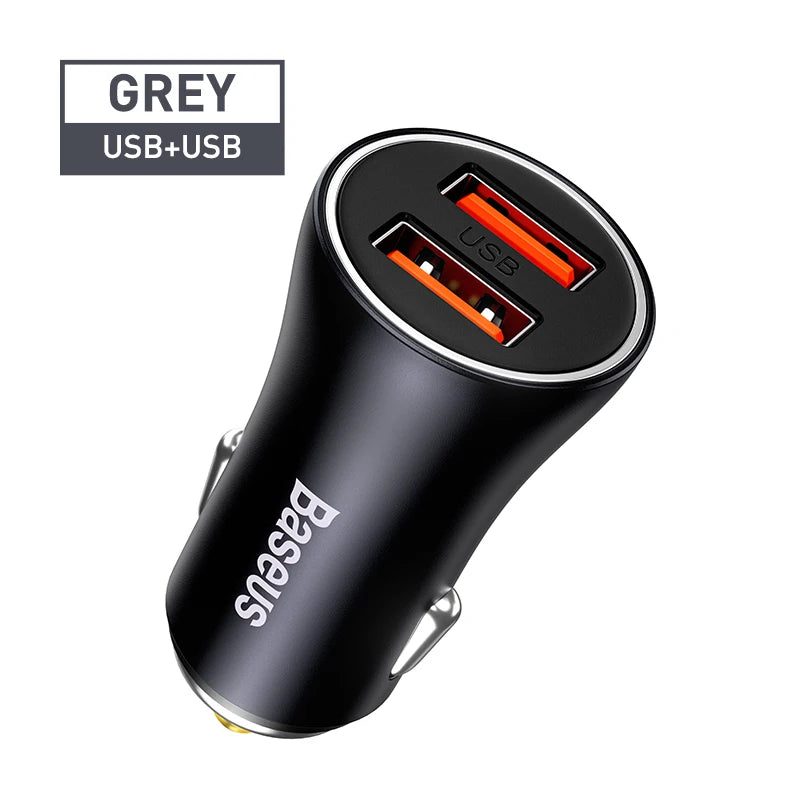 Baseus 60W USB Type C Car Charger Quick Charge QC 4.0 PD 3.0 Fast Charging Car Charger For iPhone 13 12 Pro Max Xiaomi Samsung