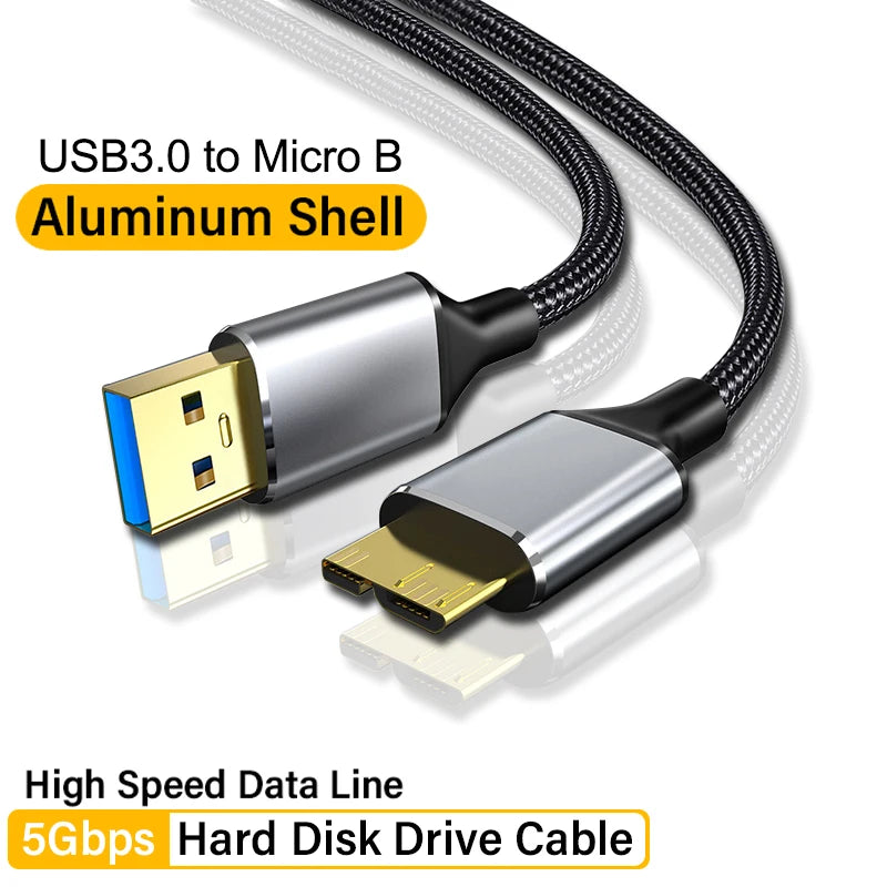 USB 3.0 Type A  to Micro B Connector Cable 5Gbps 3A Fast Data Sync Cord USB C to Micro B Adapter External Hard Drive Disk Cable