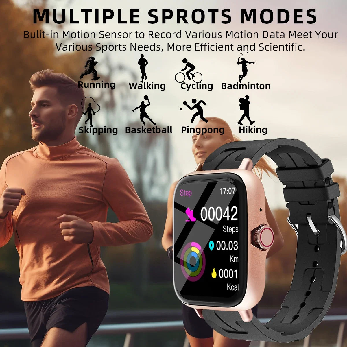 Men Women Smart Watch 1.83'' Waterproof  Fitness Sports Watch Answer Call Sleep Sport Pedometer Information Alerts Smartwatch