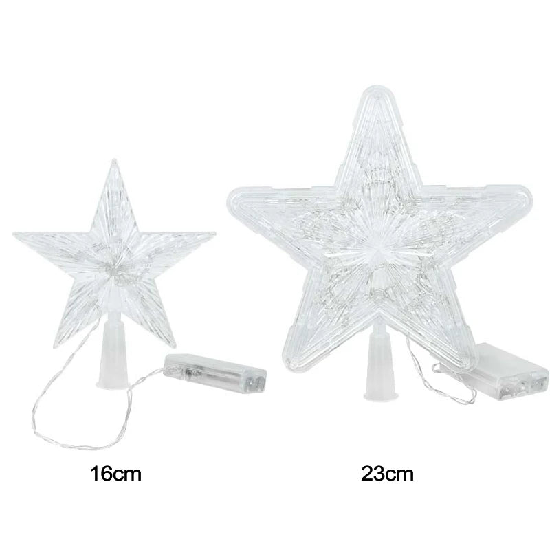 LED Light Up Christmas Tree Star Topper Xmas Tree Ornaments Lamp 2025 New Year Decorations For Home Navidad Natal Noel 2024