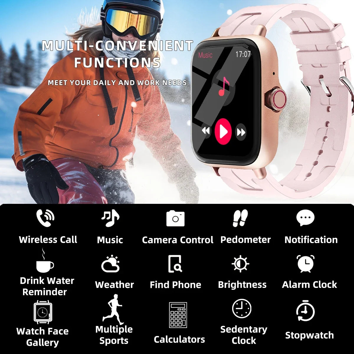 Men Women Smart Watch 1.83'' Waterproof  Fitness Sports Watch Answer Call Sleep Sport Pedometer Information Alerts Smartwatch