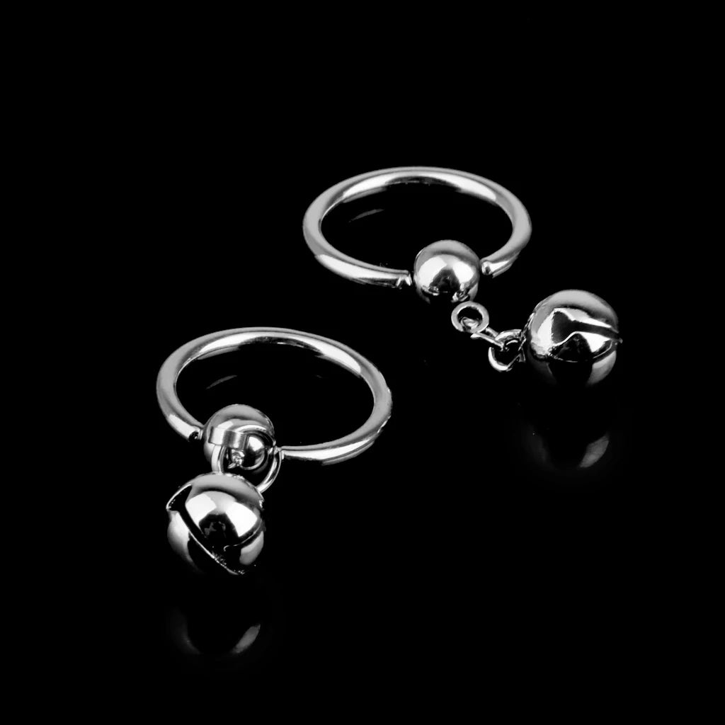 1 Pair 14G Stainless Steel Pendant Nipple Ring Body Piercing Bell Charm Novelty Design with Bell Charm Nipple Rings