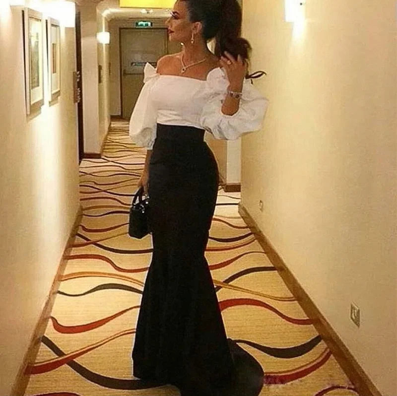 Sexy Off-shoulder Puff Sleeve Dress Women's Clothing Evening Gown Bubble Sleeve Dresses For Women