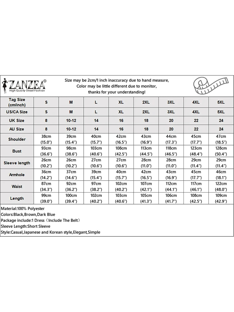 ZANZEA Women Patchwork Long Dress Korean Fashion Belt Waist Vestidos 2024 Summer Elegant Short Sleeve Robe Holiday Loose Dresses