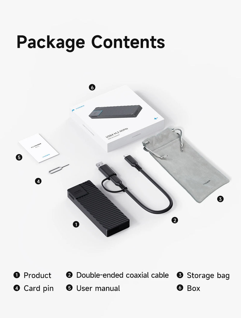 Hagibis USB 4.0 40Gbps M.2 NVMe SSD Enclosure Compatible with Thunderbolt 4/3 USB 3.2/3.1/3.0 ASM2464 External Hard Drive Case