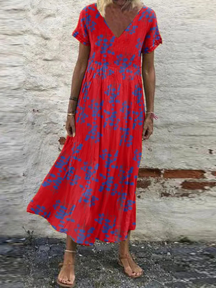 Oversized Womens Floral Sundress ZANZEA 2023 Kaftan Printed Summer Dress Short Sleeve Maxi Vestidos Female Casual Robe Femme