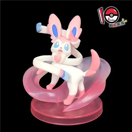 TOMY Pokemon Figure Flareon Lucario Vaporeon Dolls Scene Ornament Anime Pocket Monsters Cute Action Figure Toys Collection Gift