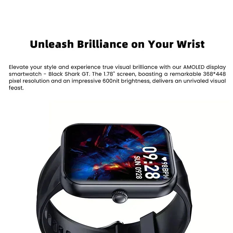 Global Version Black Shark GT SmartWatch BT Calling Health Monitoring 1.78 AMOLED Screen 10 Days Life 100+ Sport Modes