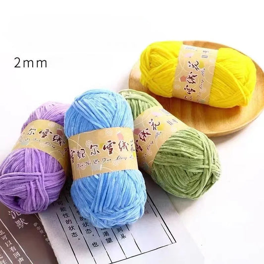 40g 2# Chenille Wool Chefeel Edelweiss Fine Gold Velvet Hand Knitted 2mm Crochet Yarn Knitted Bag Sweater Hat Scarf Keep Warm