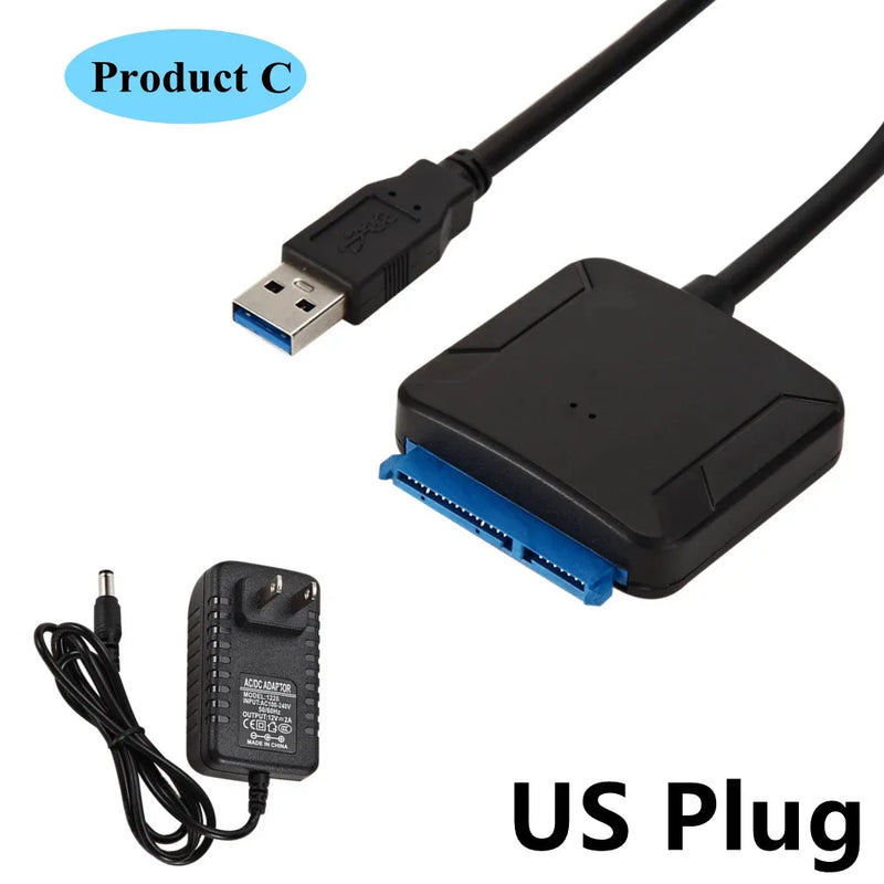 Grwibeou USB 3.0 To SATA Cable Sata III To USB Adapter Converter Cables Support 2.5/3.5 Inch External SSD HDD Adapter Hard Drive