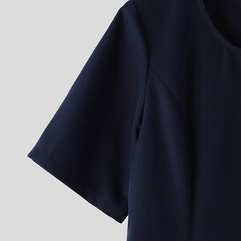 ZANZEA Women Patchwork Long Dress Korean Fashion Belt Waist Vestidos 2024 Summer Elegant Short Sleeve Robe Holiday Loose Dresses