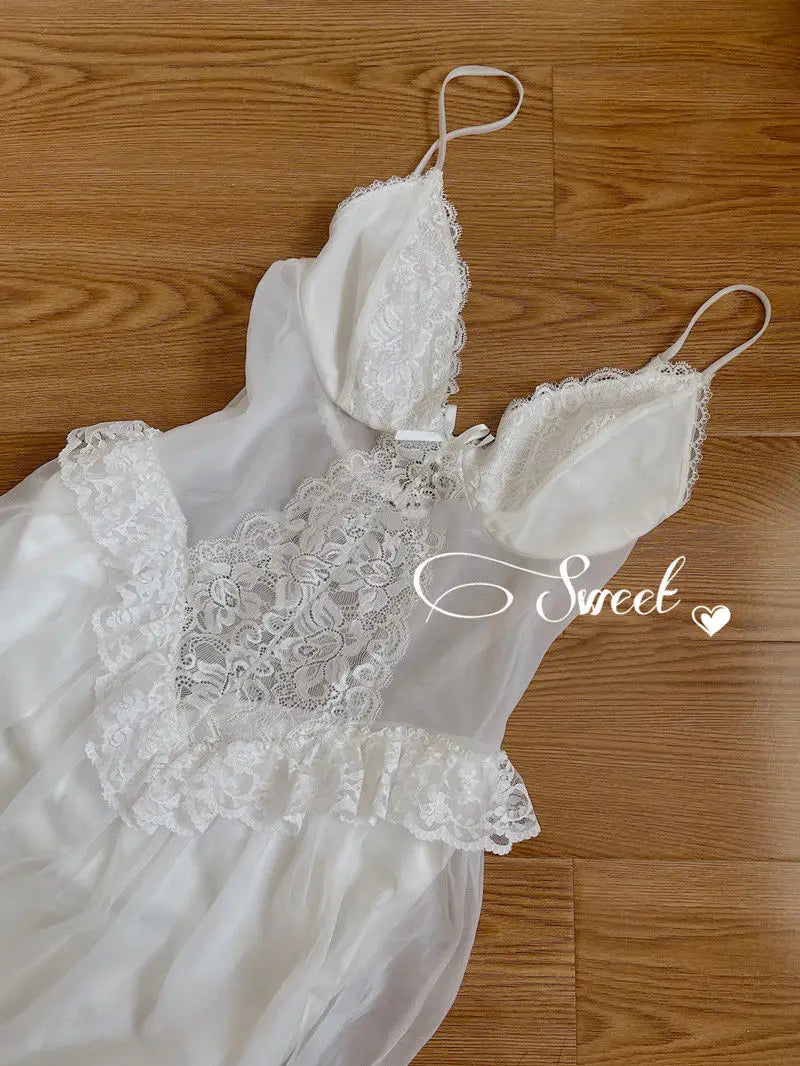 2022 Autumn White Fairy Vintage Sweet Dress Women Mesh Lace Sexy Casual Korean Dress Female Patchwork Designer Princess Dresses