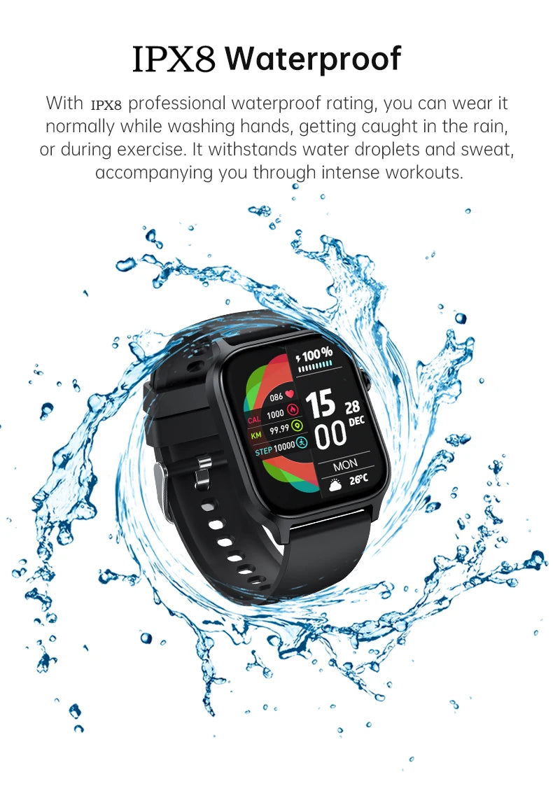 IUTECH Y7PRO Calling Smart Watch 2024, 1.85 inch Screen 24H Health Monitor Waterproof Sports Swim Bluetooth Smartwatch Men Women