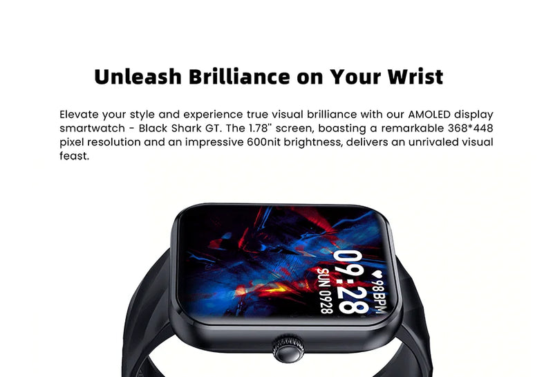 Global Version Black Shark GT SmartWatch BT Calling Health Monitoring 1.78 AMOLED Screen 10 Days Life 100+ Sport Modes