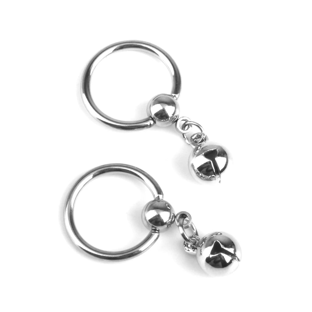 1 Pair 14G Stainless Steel Pendant Nipple Ring Body Piercing Bell Charm Novelty Design with Bell Charm Nipple Rings