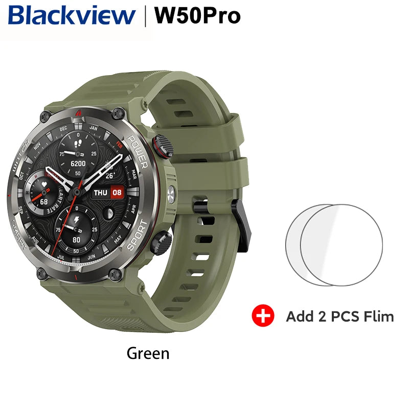 [World Premiere] Blackview W50 Pro Smartwatch 1.45" Display IP68 Bluetooth PhoneCall Flashlight 960mAh Battery Rugged Smartwat