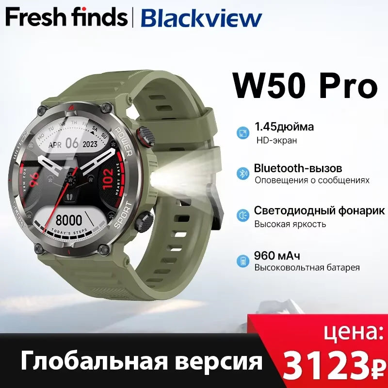 [World Premiere] Blackview W50 Pro Smartwatch 1.45" TFT Display IP68 Bluetooth Phone Calls 960mAh Battery  Rugged Smartwat