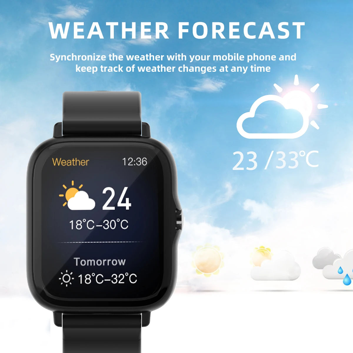 Waterproof Smart Watch with Heart Rate Answer Call Sleep Monitoring Sports Pedometer Information Alerts For iPhone Android