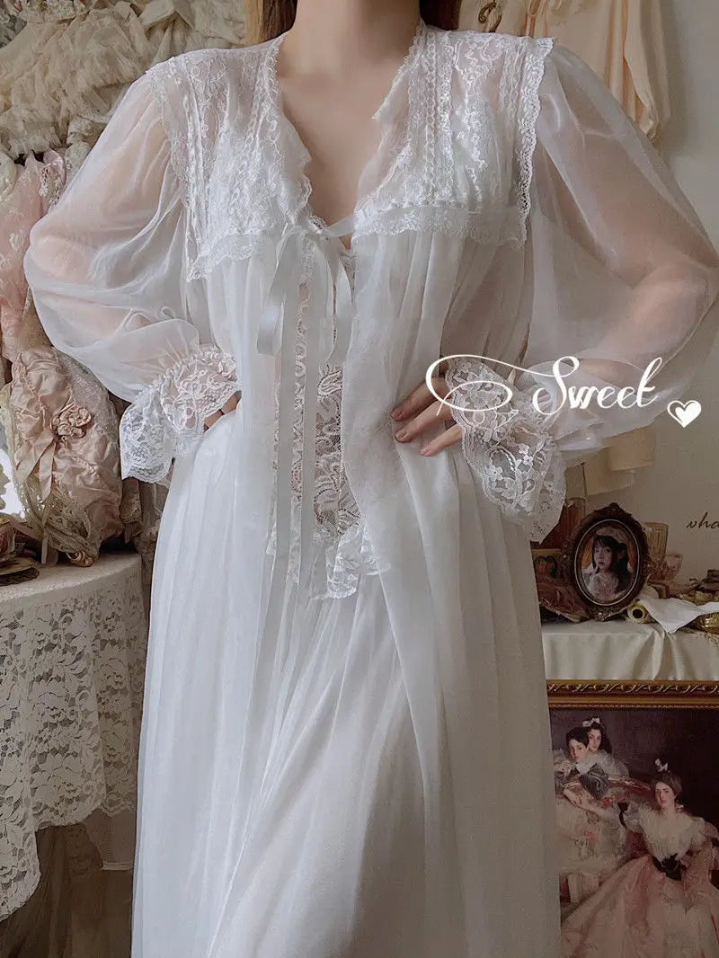 2022 Autumn White Fairy Vintage Sweet Dress Women Mesh Lace Sexy Casual Korean Dress Female Patchwork Designer Princess Dresses