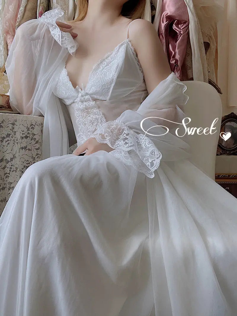 2022 Autumn White Fairy Vintage Sweet Dress Women Mesh Lace Sexy Casual Korean Dress Female Patchwork Designer Princess Dresses
