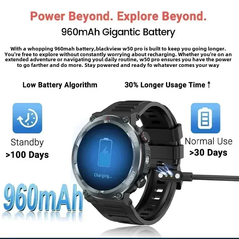 [World Premiere] Blackview W50 Pro Smartwatch 1.45" TFT Display IP68 Bluetooth Phone Calls 960mAh Battery  Rugged Smartwat