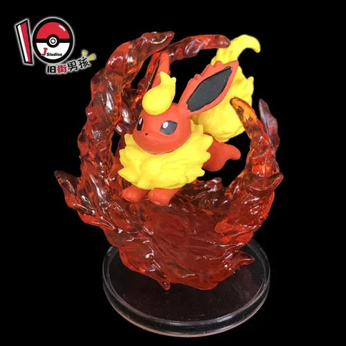 TOMY Pokemon Figure Flareon Lucario Vaporeon Dolls Scene Ornament Anime Pocket Monsters Cute Action Figure Toys Collection Gift