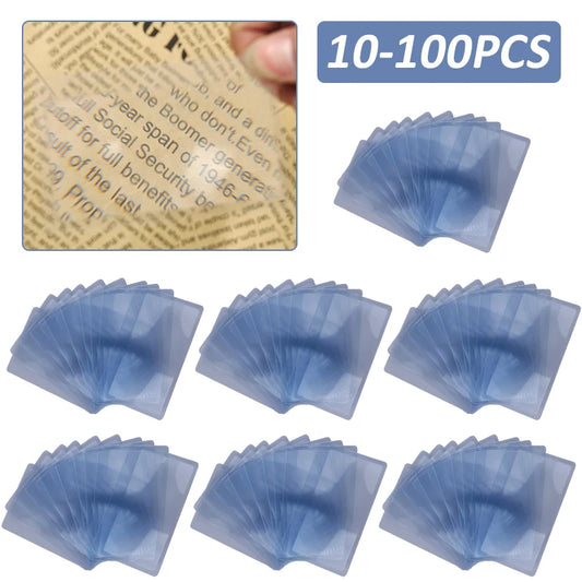 10-100pcs 3 X Magnifier Magnification Magnifying Fresnel LENS Pocket Credit Card Size Transparent magnifying glass 8.*5.5*0.04cm