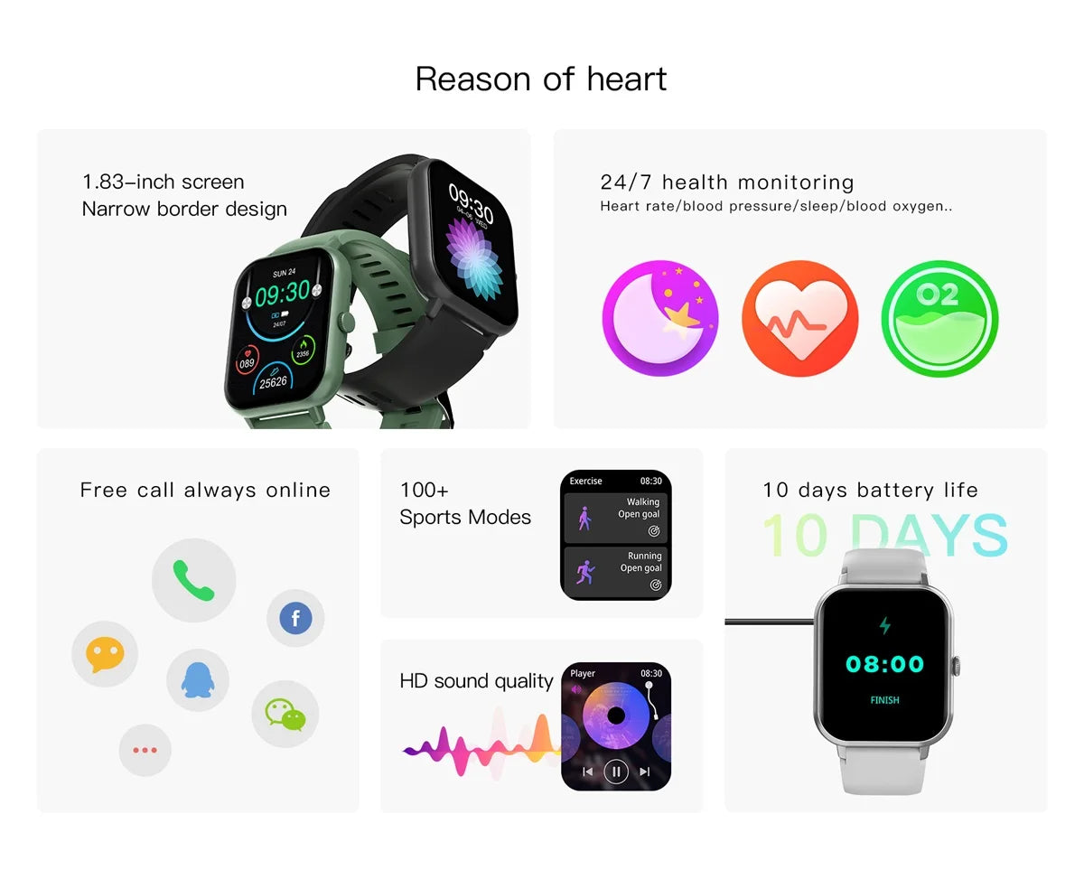 New Smart Watch Men Women Calls Clock Heart Rate Sleep Monitoring Sport Fitness Tracker Smartwatch For Android IOS Xiaomi phone