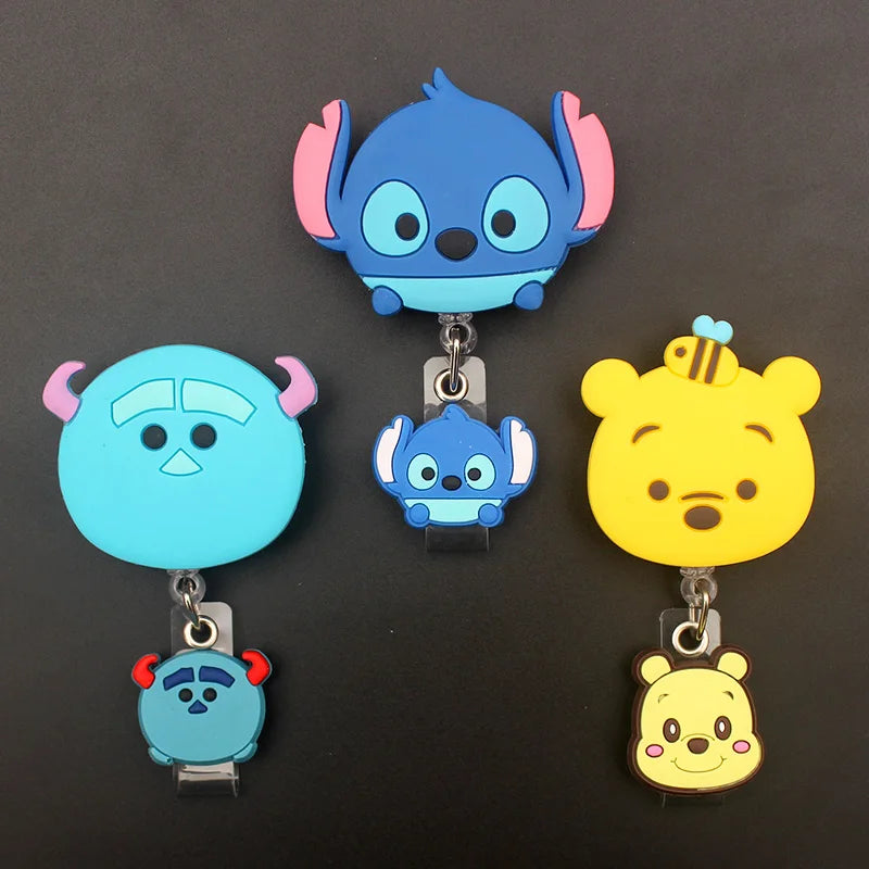 Cartoon Big Stitch Bear Retractable Badge Reel Nurse Doctor Card Holder Office Hospital Name Card Supplies