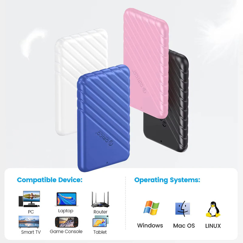 ORICO for PC Laptop MicroB USB3.0 2.5" External Storage HDD Case SATA 5Gbps HDD SSD Hard Drive Enclosure Support UASP