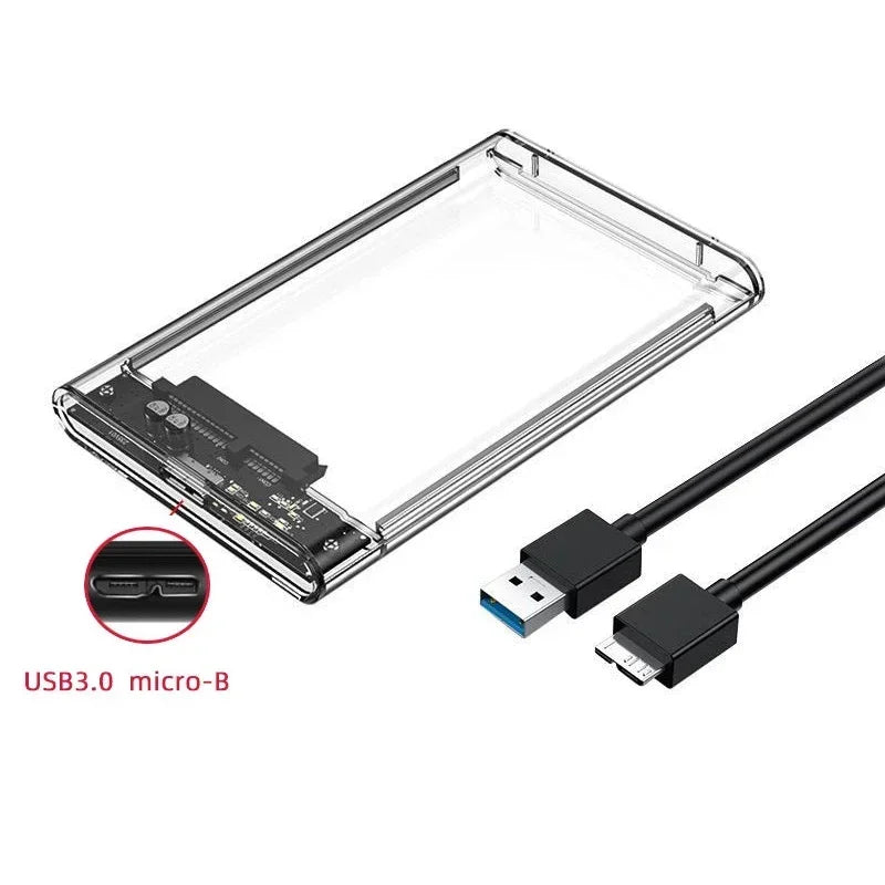 2.5 Inch SATA SSD External Hard Drive Case USB 3.0/Type C HDD Enclosure with 5Gbps Transfer Speed Clear Harddisk Boxs Hdd Case