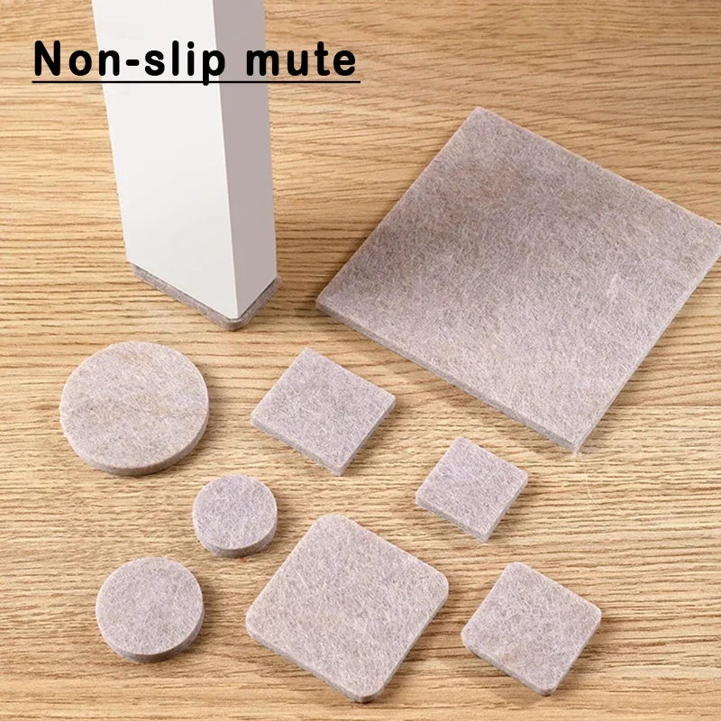 Self Adhesive Felt Chair Leg Pads, Floor Protectors, Furniture Legs, Table Leg Covers, Bottom Anti-Slip Pads, Beige, 3mm